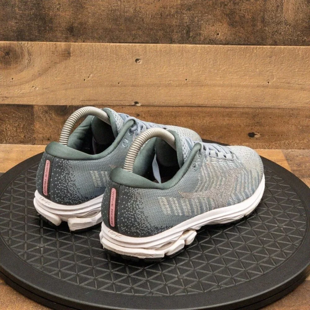 MIZUNO WAVE RIDER WAVE KNIT WOMENS ATHLETIC SHOES RUNNING GYM BLUE LOW SIZE 7.5